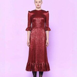 The Vampire’s Wife Falconetti Ruffled Metallic Dress